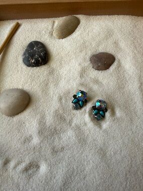 Anthropologie Teal and Iridescent Cluster Clip Earrings